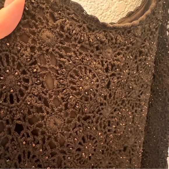 INC International Concepts Brown Crochet Beaded Tank Top 2X Wool Blend Classic - Picture 2 of 8